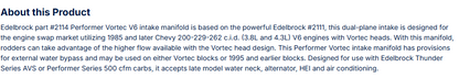 Edelbrock Performer Intake Manifold for GM 90 Deg V6 (3.8L & 4.3L), Vortec