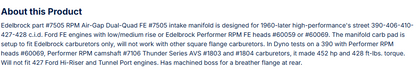 Edelbrock RPM Air-Gap Dual-Quad Ford FE 390 Intake Manifold
