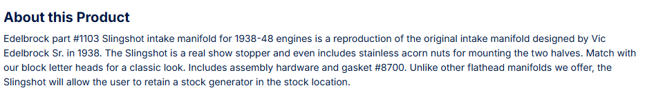 Edelbrock Slingshot Dual-Carb Intake Manifold for 1938-53 Ford Flathead