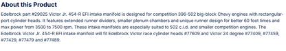 Edelbrock Victor Jr. Big Block Chevy 454-R EFI Intake Manifold