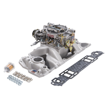 Edelbrock Single-Quad Manifold and carb Kit for 1957-86 Small-Block Chevy