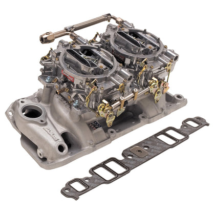 Edelbrock RPM Dual-Quad manifold and carb Kit for 1957-86 Small-Block Chevy