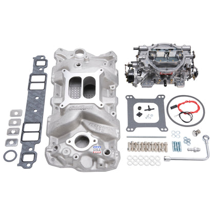 Edelbrock Single-Quad Manifold and carb Kit for 1957-86 Small-Block Chevy