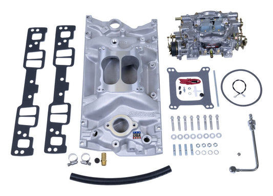 Edelbrock Single-Quad Manifold and carb Kit for Small-Block Chevy Vortec heads