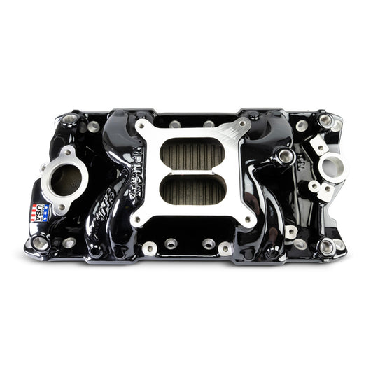 Edelbrock Performer RPM Small Block Chevy AIR-Gap Intake Manifold, Black Plasma finish